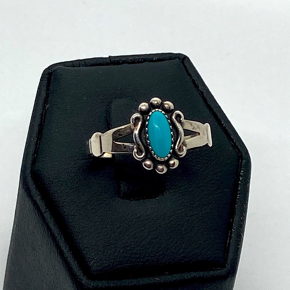 Vtg Sterling & Turquoise 925 Wheeler Manufacturing Co Southwestern Ring Sz 8.75